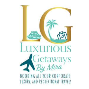 Logo for Luxurious Getaways by Mia, a travel booking service.