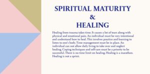 A flyer for Spiritual Maturity and Healing services with text details.
