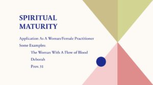 Presentation slide titled 'Spiritual Maturity' with bullet points and geometric design.